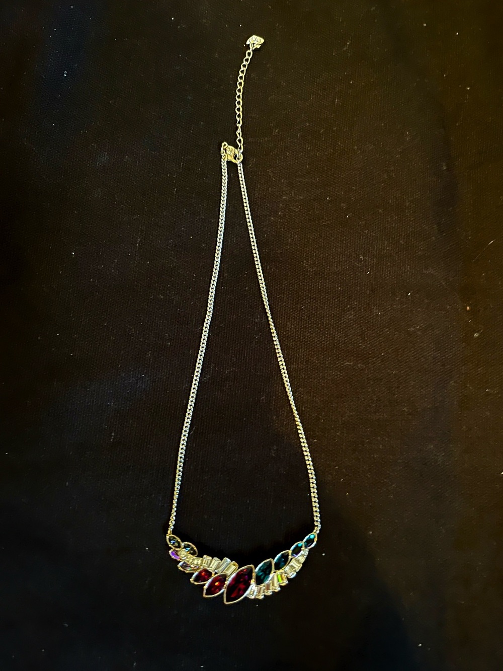 Swarovski Multicolor Teardrop & Baguette Crystal Necklace 14” - Picture 2 of 2